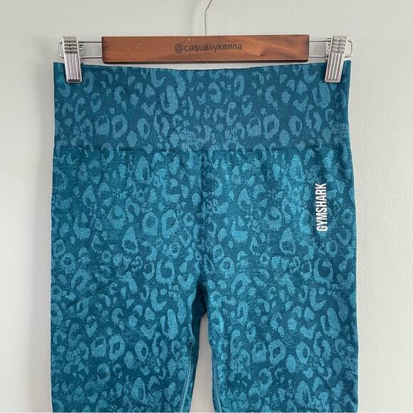 Gymshark | Women’s The Adapt Animal Seamless Leggings Teal Blue Leopard Cheetah - Picture 4 of 11